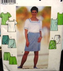 7675 SQUARE NECK TOP SLVS OR NOT,SHORTS,SKORT PATTERN 18W-24W